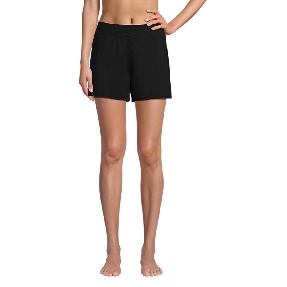 Lands End Dri Fit Black Shorts Size 14 polyester beach pool shorts